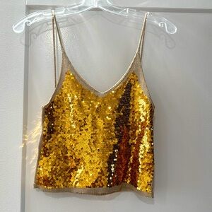 Superdown- gold sequin tank - XS